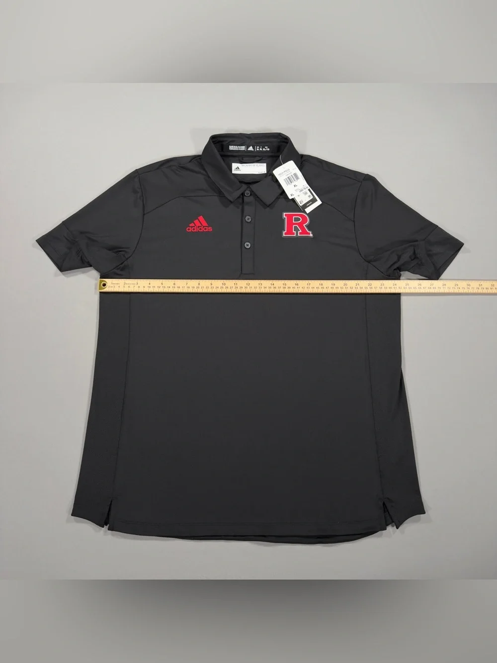 NWT Adidas Rutgers Polo Shirt Mens XL Black Aeroready Scarlet Knights Golf NCAA